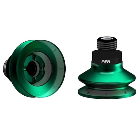 Fipa Bellows vacuum cup diam. 37 mm, Monoflex  green 50 Degrees, fitting G1/4-male 22.037.258.22